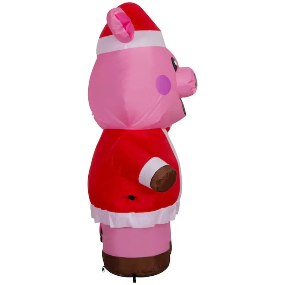 3.5 FT Super Cute Pink Pig Santa Suit LED Christmas‎ Inflatable Yard Decoration